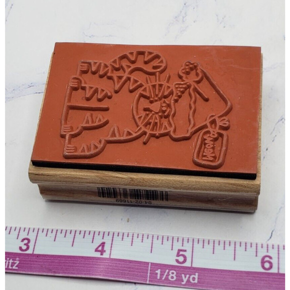 Westwater Enterprises Christmas Gift Kitty Cat Wood Mounted Rubber Stamp - Picture 7 of 7